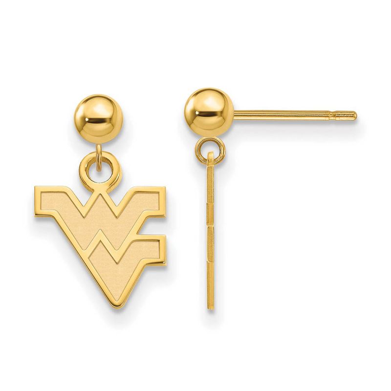 14k Yellow Gold West Virginia University Ball Dangle Earrings